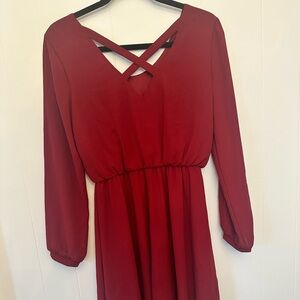 New never worn knee length dark red dress